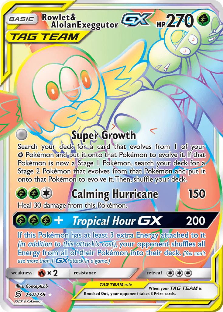 Rowlet & Alolan Exeggutor GX (Secret)